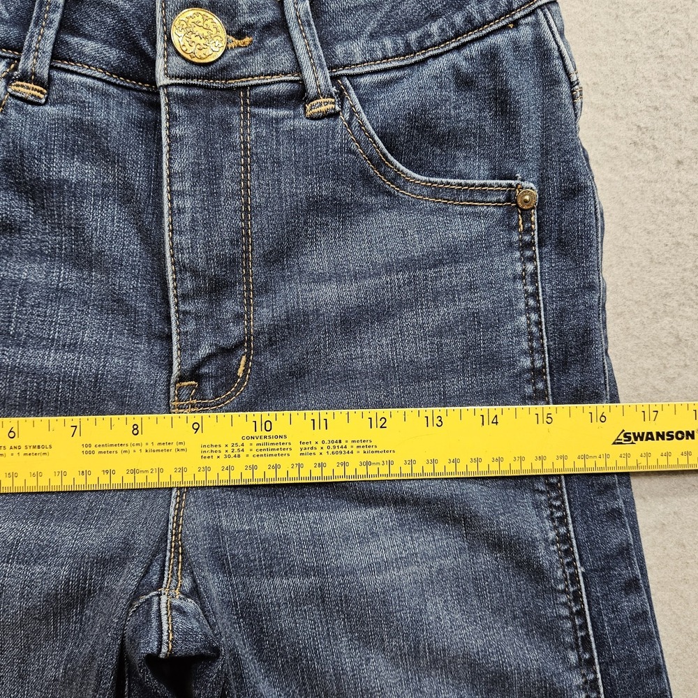 Democracy Skyrise Wide Leg Jeans Women 2 Blue Dark Wash Stretch Panel 26x33 - Picture 11 of 16